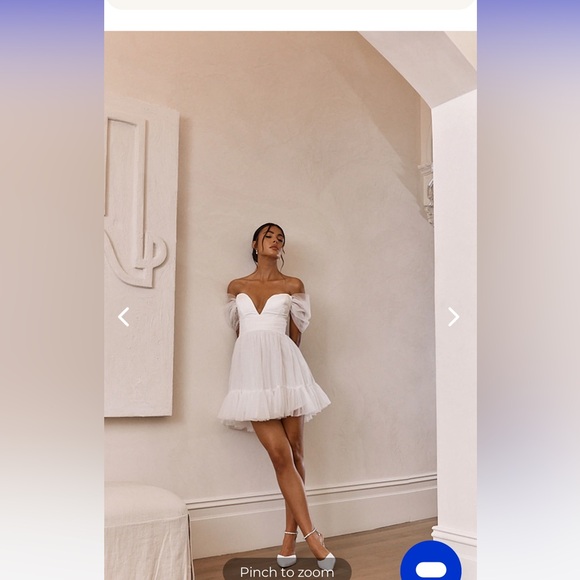 PIXI OFF-SHOULDER LACE-UP BACK MINI DRESS WHITE- from Selfie Leslie, never worn - Picture 7 of 8